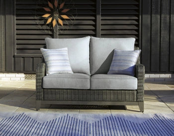 Elite Park Outdoor Loveseat, Lounge Chairs and Cocktail Table - Barb City Furniture (Dekalb, IL)