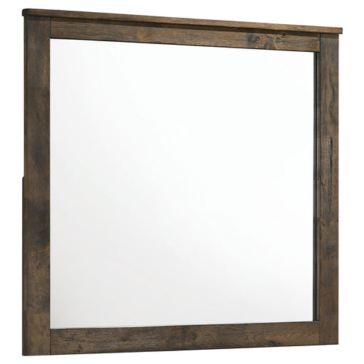Woodmont Rectangle Dresser Mirror Rustic Golden Brown - Barb City Furniture (Dekalb, IL)