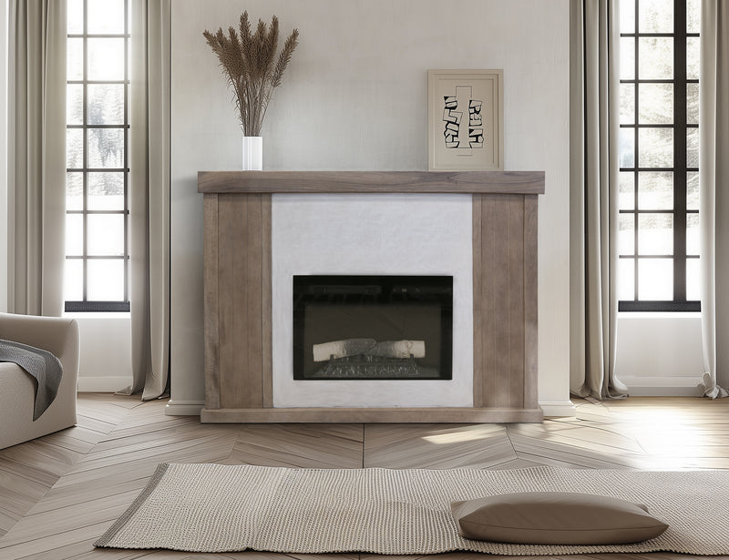 Natural Parota Electric Fireplace Console