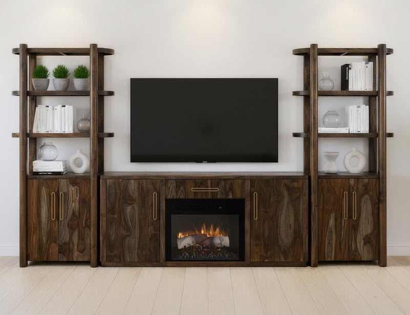 2 Drawer & 2 Door TV Stand 80" with Electric Fireplace Insert