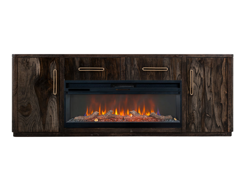 Black Balam Wall Unit, TV Stand 80" with Electric Fireplace Insert