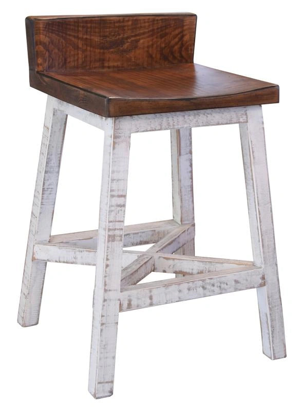 Pueblo White 24"Stool-with wooden seat and base-White finish**