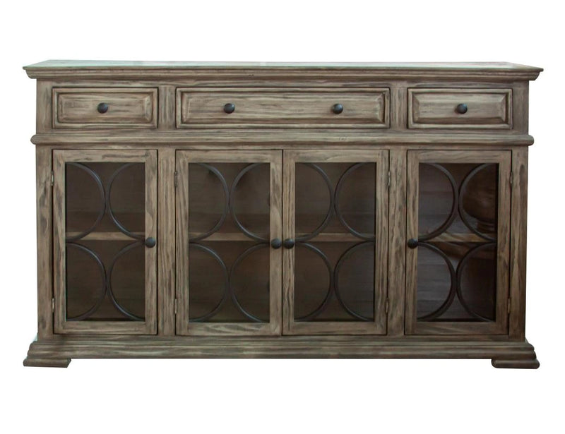 Bonanza Console w/ 4 Glass Doors w/3 Drawers