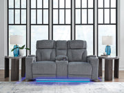 Studio Cave Power Reclining Loveseat with Console - Barb City Furniture (Dekalb, IL)