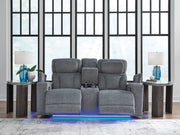 Studio Cave Power Reclining Loveseat with Console - Barb City Furniture (Dekalb, IL)