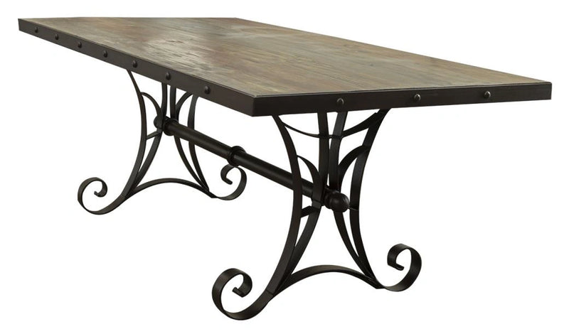 Antique Multicolor 79” Dining Table w/Iron Base*