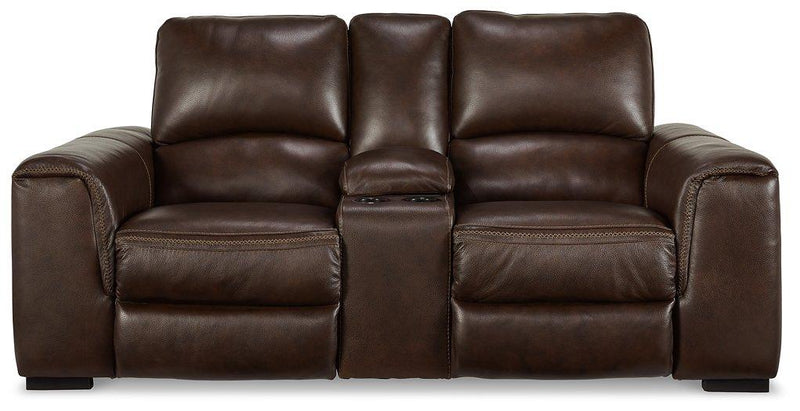 Alessandro Power Reclining Loveseat with Console - Barb City Furniture (Dekalb, IL)