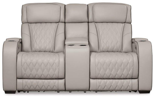Boyington Power Reclining Loveseat with Console - Barb City Furniture (Dekalb, IL)