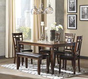 Bennox Dining Table and Chairs with Bench (Set of 6) - Barb City Furniture (Dekalb, IL)