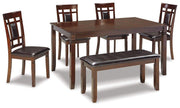 Bennox Dining Table and Chairs with Bench (Set of 6) - Barb City Furniture (Dekalb, IL)