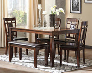 Bennox Dining Table and Chairs with Bench (Set of 6) - Barb City Furniture (Dekalb, IL)