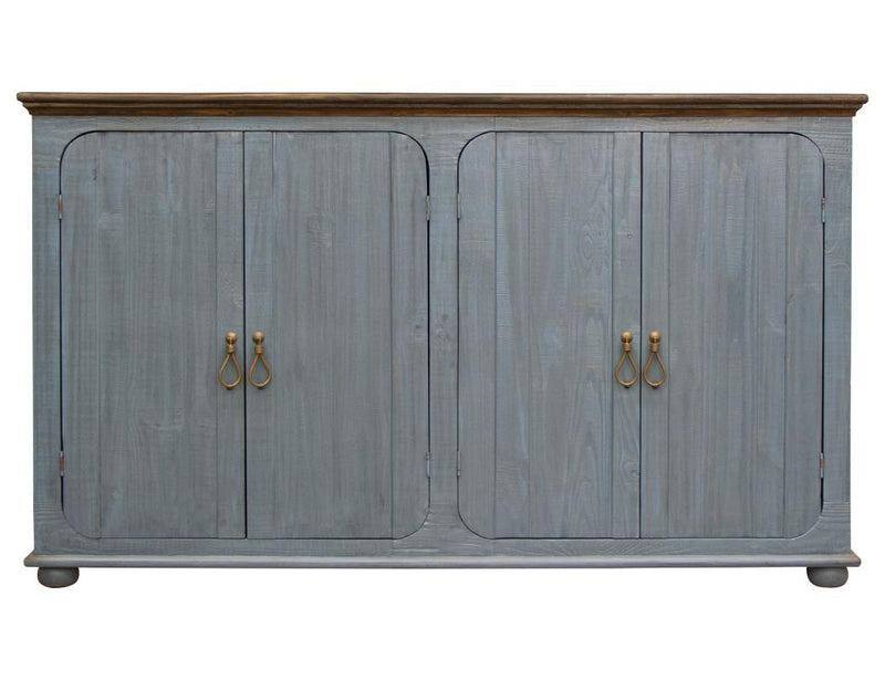 Alba 4 Doors Console, Two fixed shelves, Sky Blue Finish