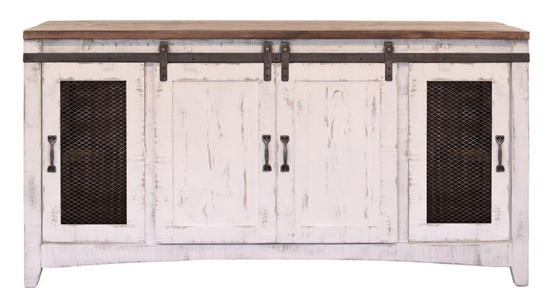 Pueblo White TV-Stand w/4 Doors