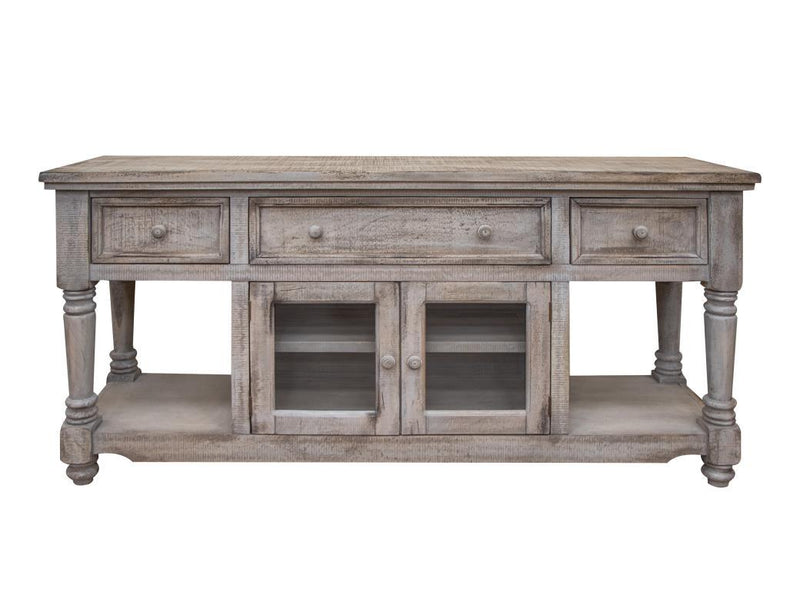 Aruba White Sea 70” TV Stand, w/3 Drawers and 2 Doors, in White Sea Finish