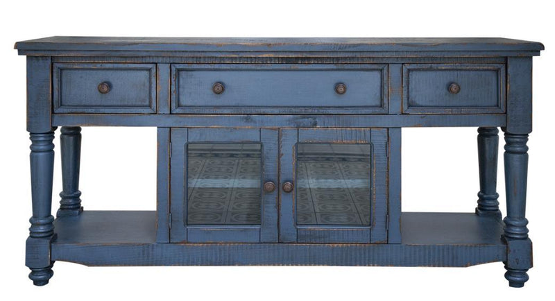 Aruba 70" TV Stand, w/3 Drawers and 2 Doors, in Dark Blue Finish
