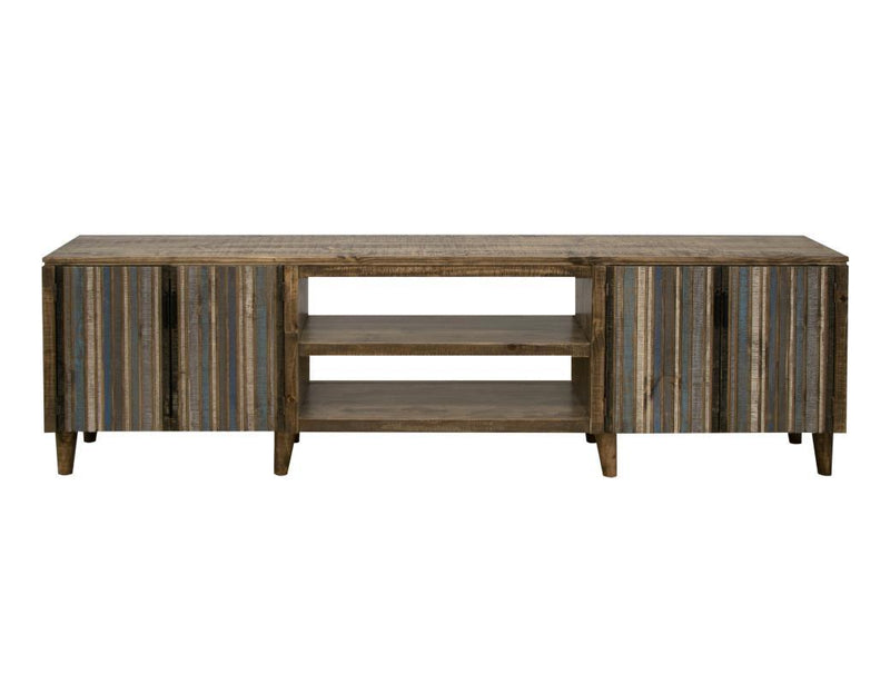 Tiza 4 Doors and Shelves, 93" TV Stand Blue