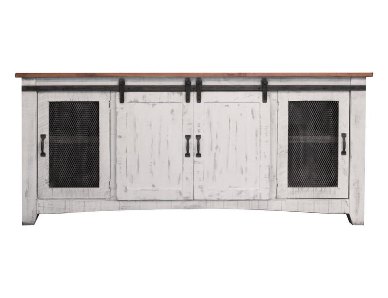 Pueblo White 80" TV Stand w/4 doors and Shelves