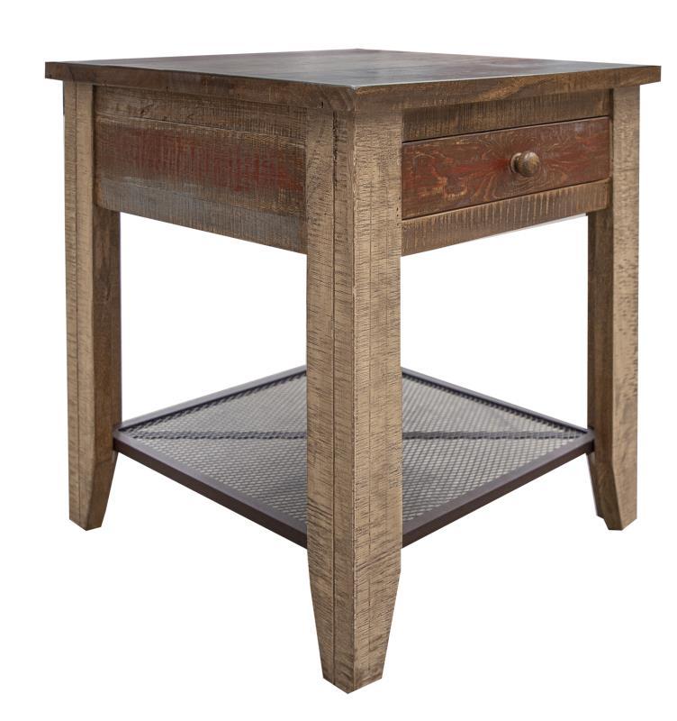 Antique Multicolor End Table w/1 Drawer
