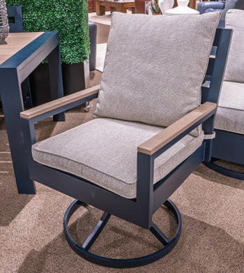 East Beach Outdoor Swivel Chair with Cushion (Set of 2) - Barb City Furniture (Dekalb, IL)