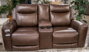 Gravier Power Reclining Loveseat with Console - Barb City Furniture (Dekalb, IL)