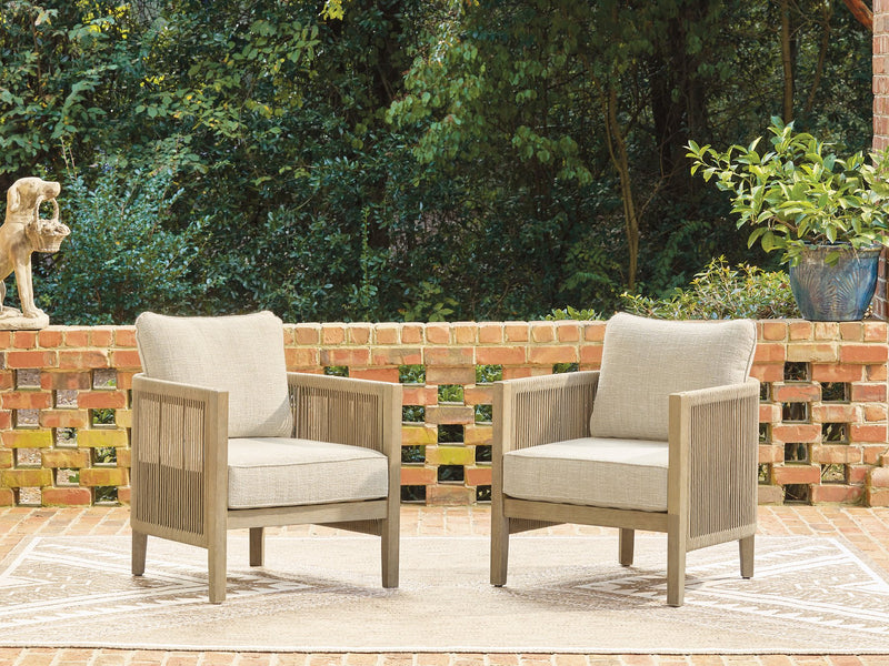 Spooners Cove Outdoor Lounge Chair with Cushion (Set of 2) - Barb City Furniture (Dekalb, IL)