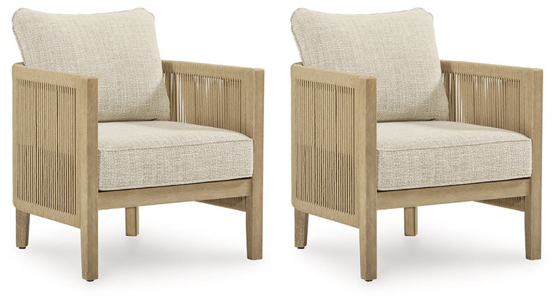 Spooners Cove Outdoor Lounge Chair with Cushion (Set of 2) - Barb City Furniture (Dekalb, IL)