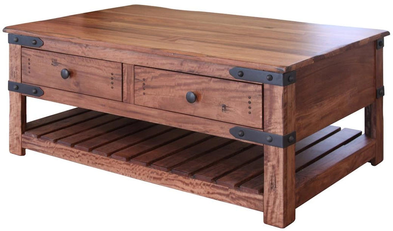 Parota II Cocktail Table w/4 Drawers and Wheels
